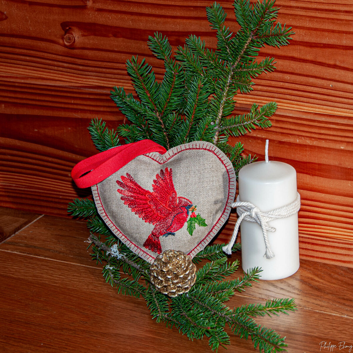 Coeur Cardinal, décoration interieur, cadeau, Noël